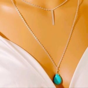 Silver Bar and Turquoise Layered Necklace NWT